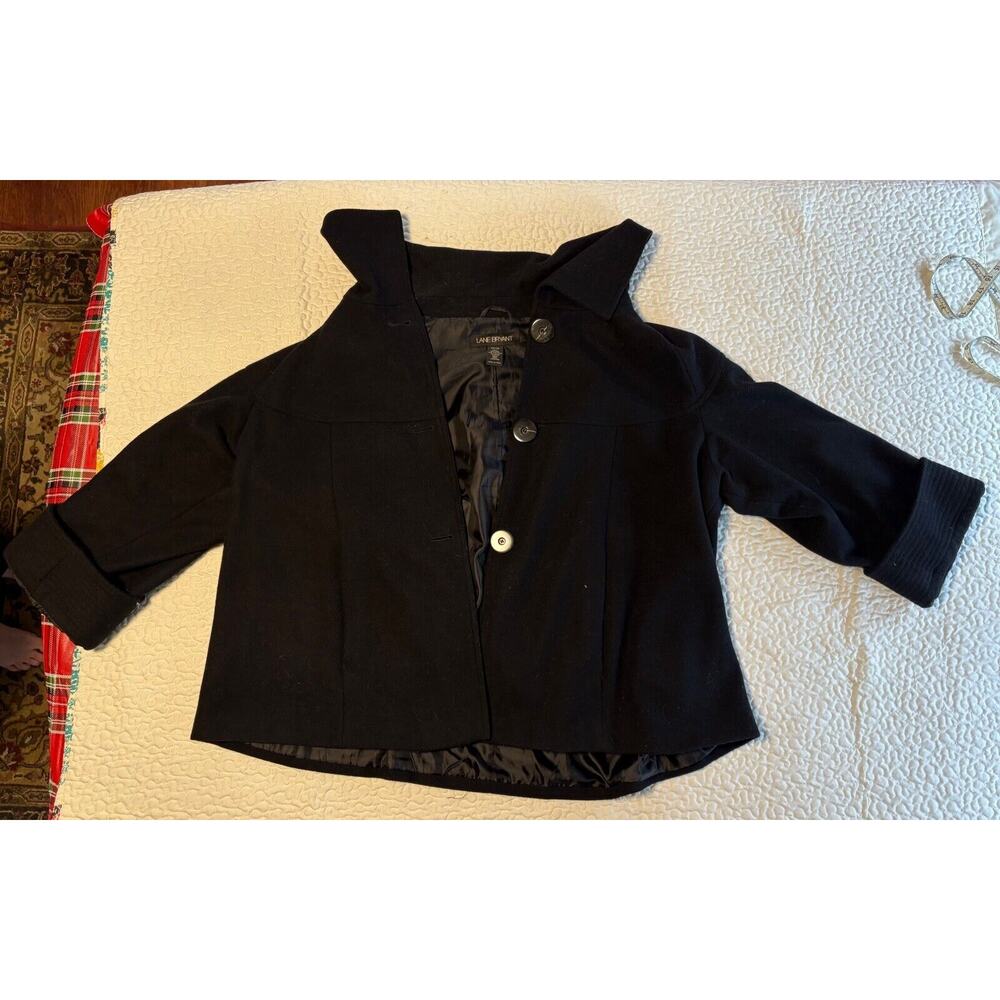 Lane Bryant Black Wool/Polyester/Rayon Coat Size 26/28 with button closure